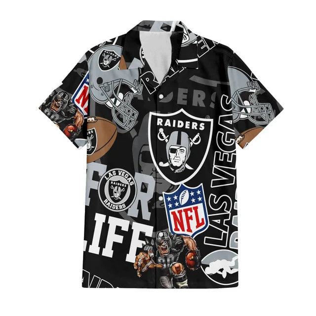 LIMITED EDITION - NEW CUSTOMIZED NFL07 LVR LAS VEGAS RAIDERS UNISEX HAWAIIAN SHIRT & SHORTS SET