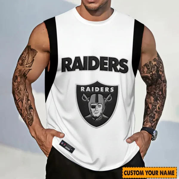 LIMITED EDITION - NEW CUSTOMIZED NFL07 LVR LAS VEGAS RAIDERS TANKTOP & GYM SHIRT