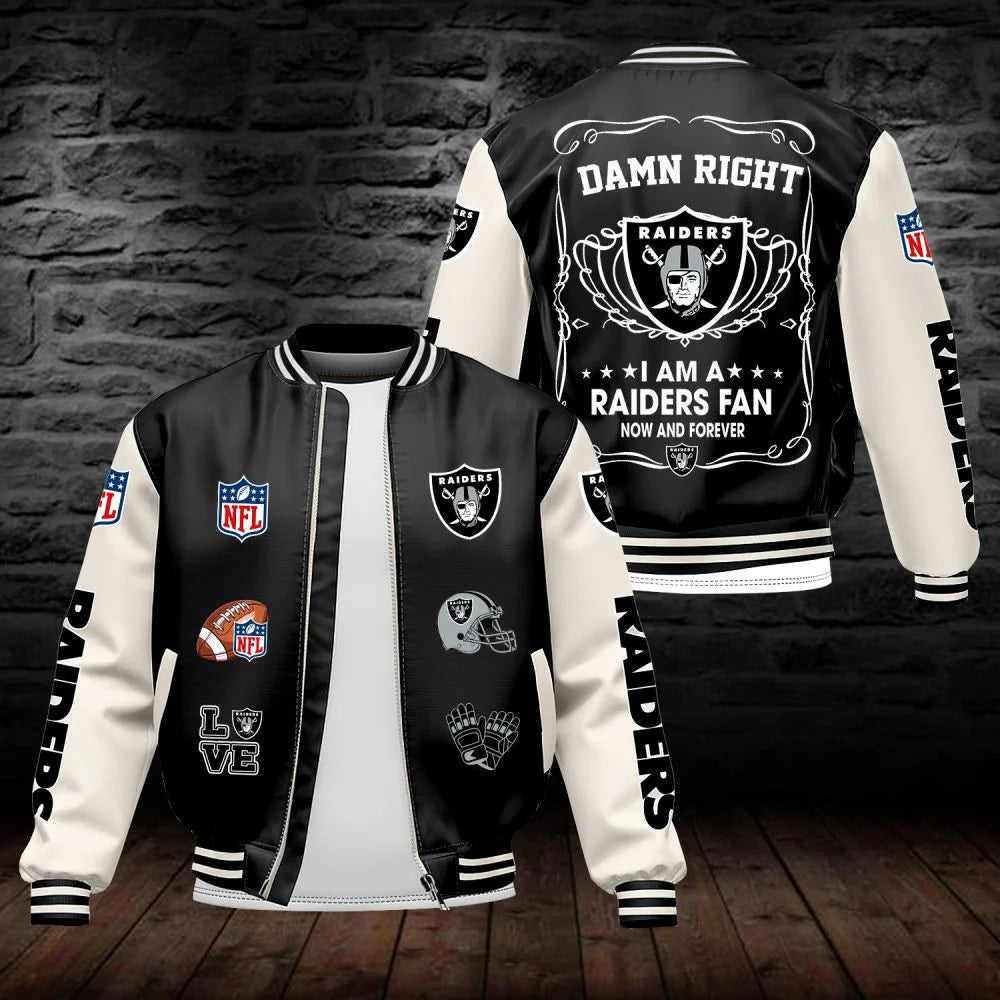LIMITED EDITION - NEW CUSTOMIZED NFL07 LVR LAS VEGAS RAIDERS LEATHER BOMBER JACKET