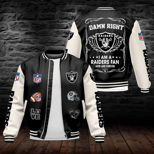 LIMITED EDITION - NEW CUSTOMIZED NFL07 LVR LAS VEGAS RAIDERS LEATHER BOMBER JACKET