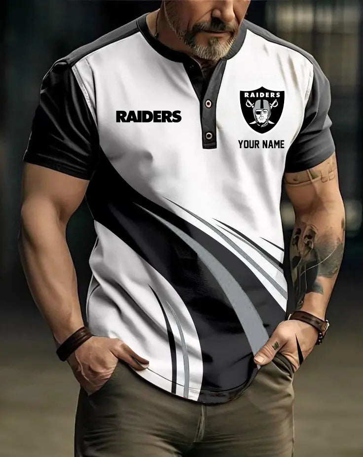 LIMITED EDITION - NEW CUSTOMIZED NFL07 LVR LAS VEGAS RAIDERS POLO SHIRT