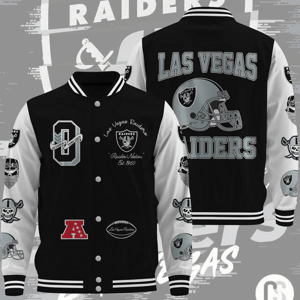 LIMITED EDITION - NEW CUSTOMIZED NFL07 LVR LAS VEGAS RAIDERS BASEBALL JACKET