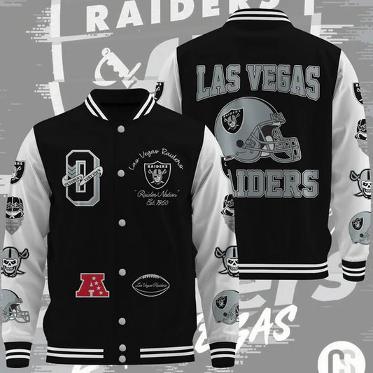 LIMITED EDITION - NEW CUSTOMIZED NFL07 LVR LAS VEGAS RAIDERS BASEBALL JACKET