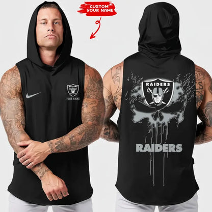 LIMITED EDITION - NEW CUSTOMIZED NFL07 LVR LAS VEGAS RAIDERS HOODED TANK TOP