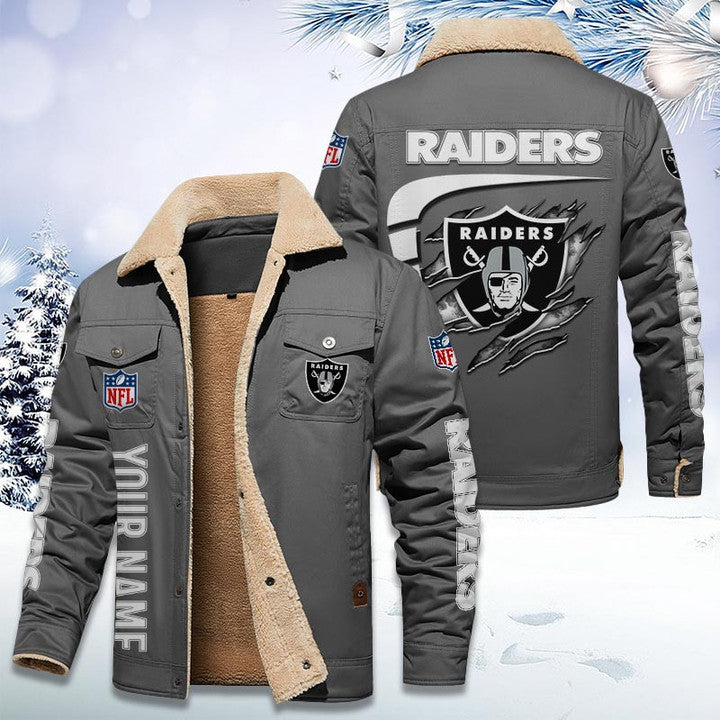 LIMITED EDITION - NEW CUSTOMIZED NFL07 LVR LAS VEGAS RAIDERS FLEECE JACKET