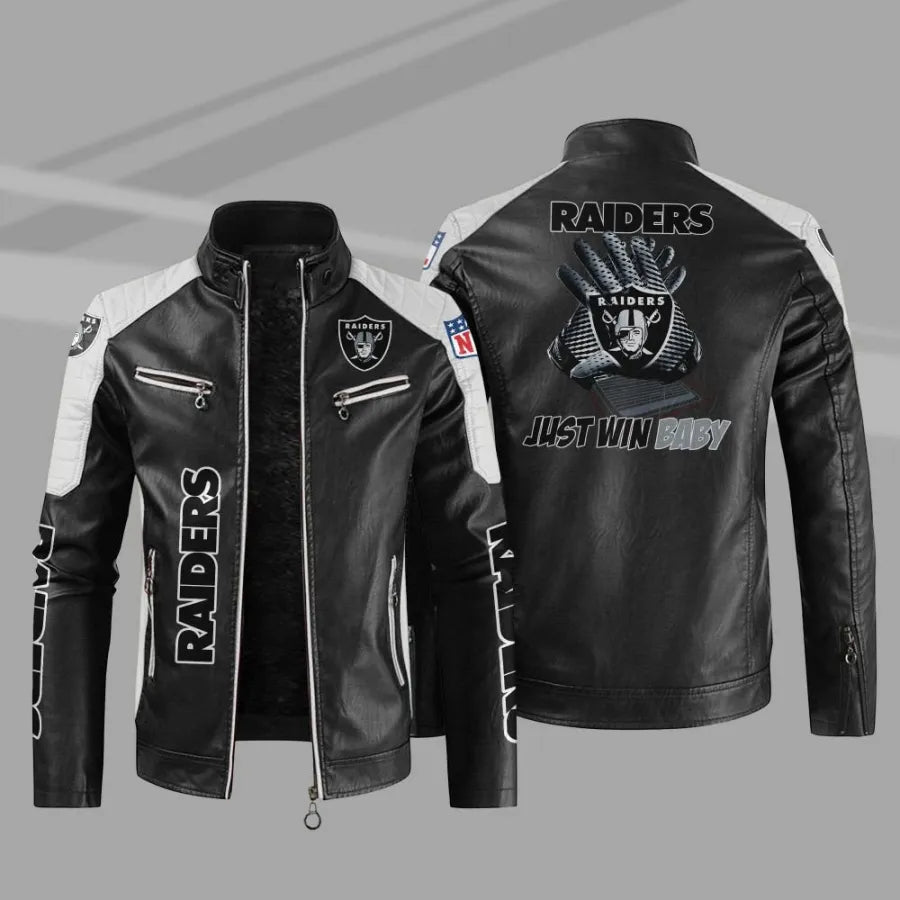 LIMITED EDITION - NEW CUSTOMIZED NFL07 LVR LAS VEGAS RAIDERS LEATHER BIKER JACKET