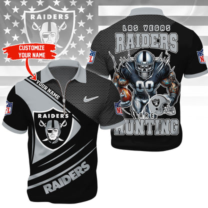 LIMITED EDITION - NEW CUSTOMIZED NFL07 LVR LAS VEGAS RAIDERS HARLEY-DAVIDSON POLO WITH ZIPPER SHIRT