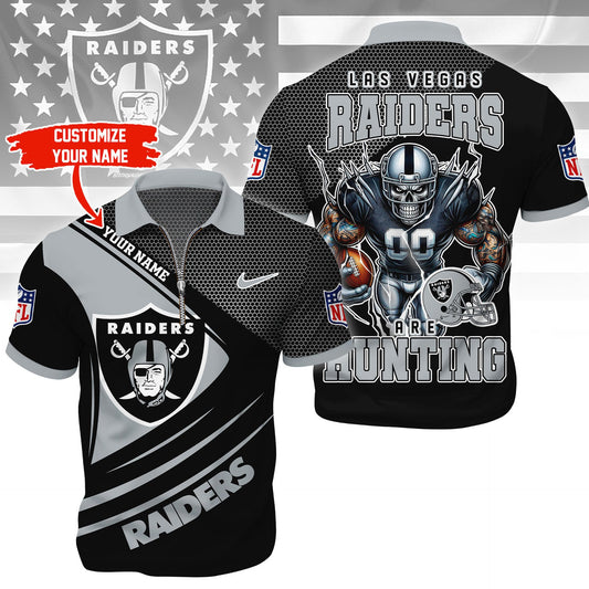 LIMITED EDITION - NEW CUSTOMIZED NFL07 LVR LAS VEGAS RAIDERS HARLEY-DAVIDSON POLO WITH ZIPPER SHIRT