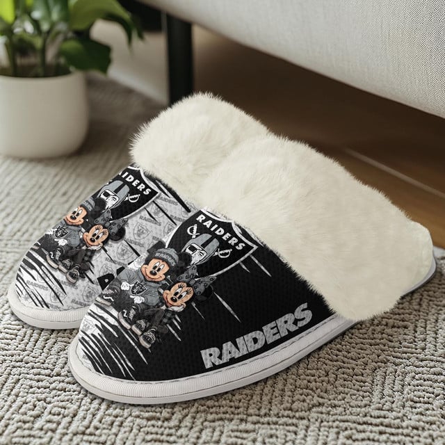 [SPECIAL OFFER] NEW CUSTOMIZED NFL07 LVR LAS VEGAS RAIDERS COTTON SLIPPERS
