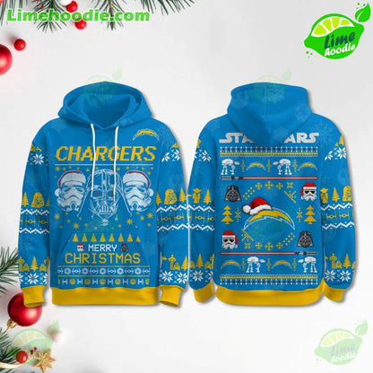 LIMITED EDITION - NEW CUSTOMIZED NFL09 LAC LOS ANGELES CHARGERS MERRY CHRISTMAS HOODIE, ZIP HOODIE, SWEATSHIRT