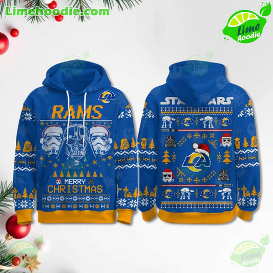 LIMITED EDITION - NEW CUSTOMIZED NFL22 LAR LOS ANGELES RAMS MERRY CHRISTMAS HOODIE, ZIP HOODIE, SWEATSHIRT