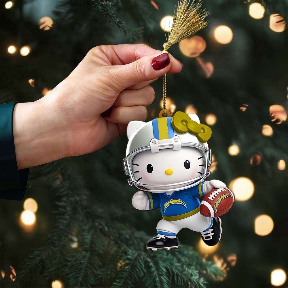 LIMITED EDITION - NEW CUSTOMIZED NFL09 LAC LOS ANGELES CHARGERS HELLO KITTY ACRYLIC ORNAMENT