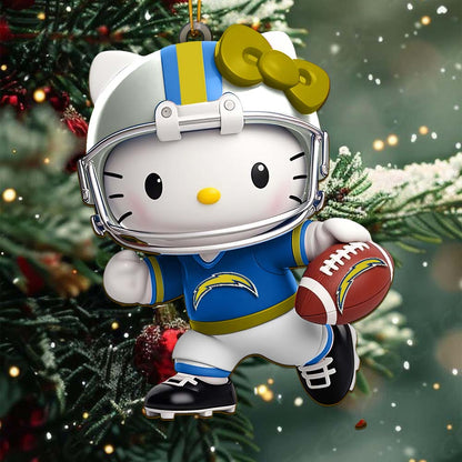 LIMITED EDITION - NEW CUSTOMIZED NFL09 LAC LOS ANGELES CHARGERS HELLO KITTY ACRYLIC ORNAMENT