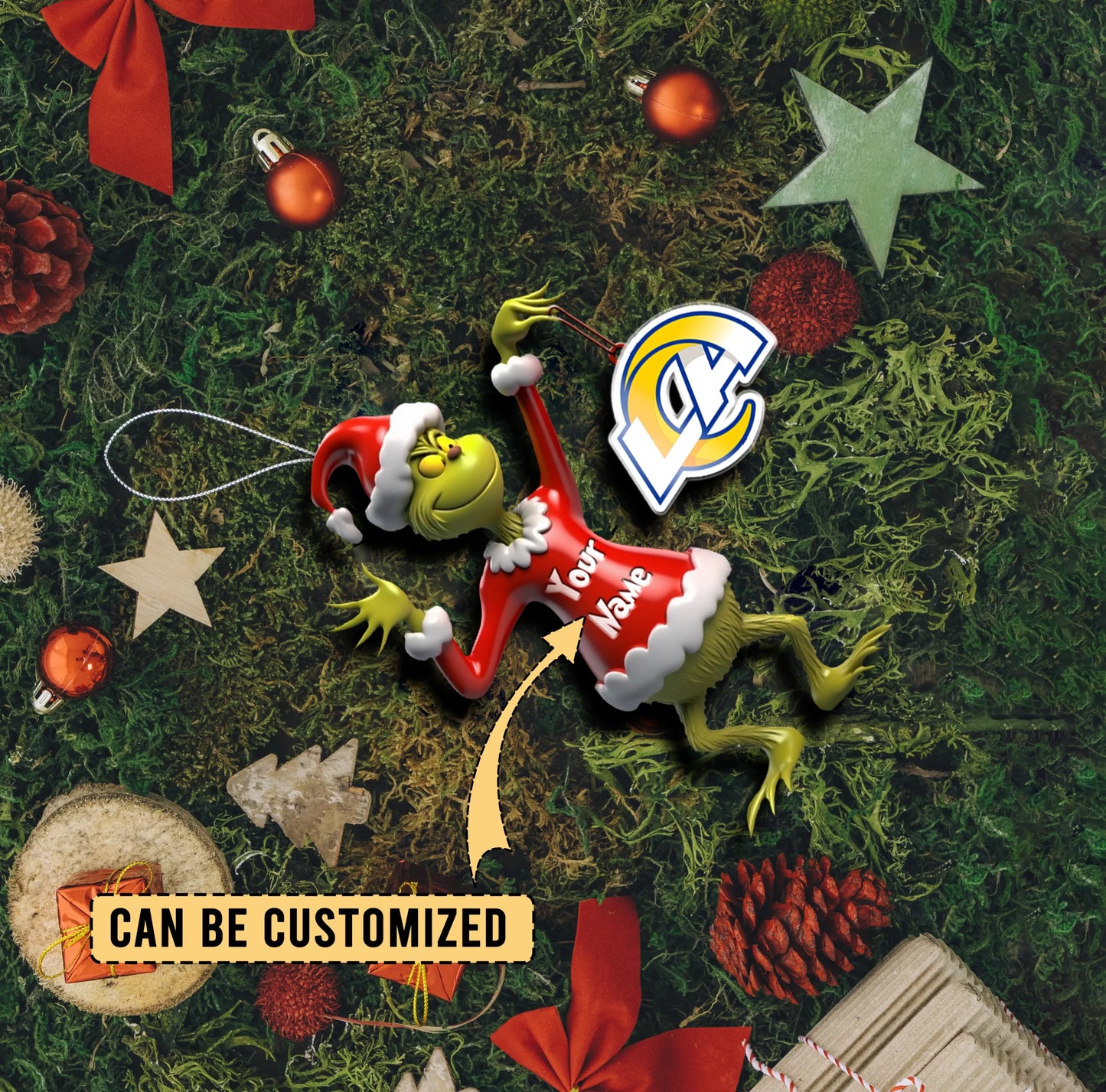 LIMITED EDITION - NEW CUSTOMIZED NFL22 LAR LOS ANGELES RAMS THE GRINCH ACRYLIC ORNAMENT