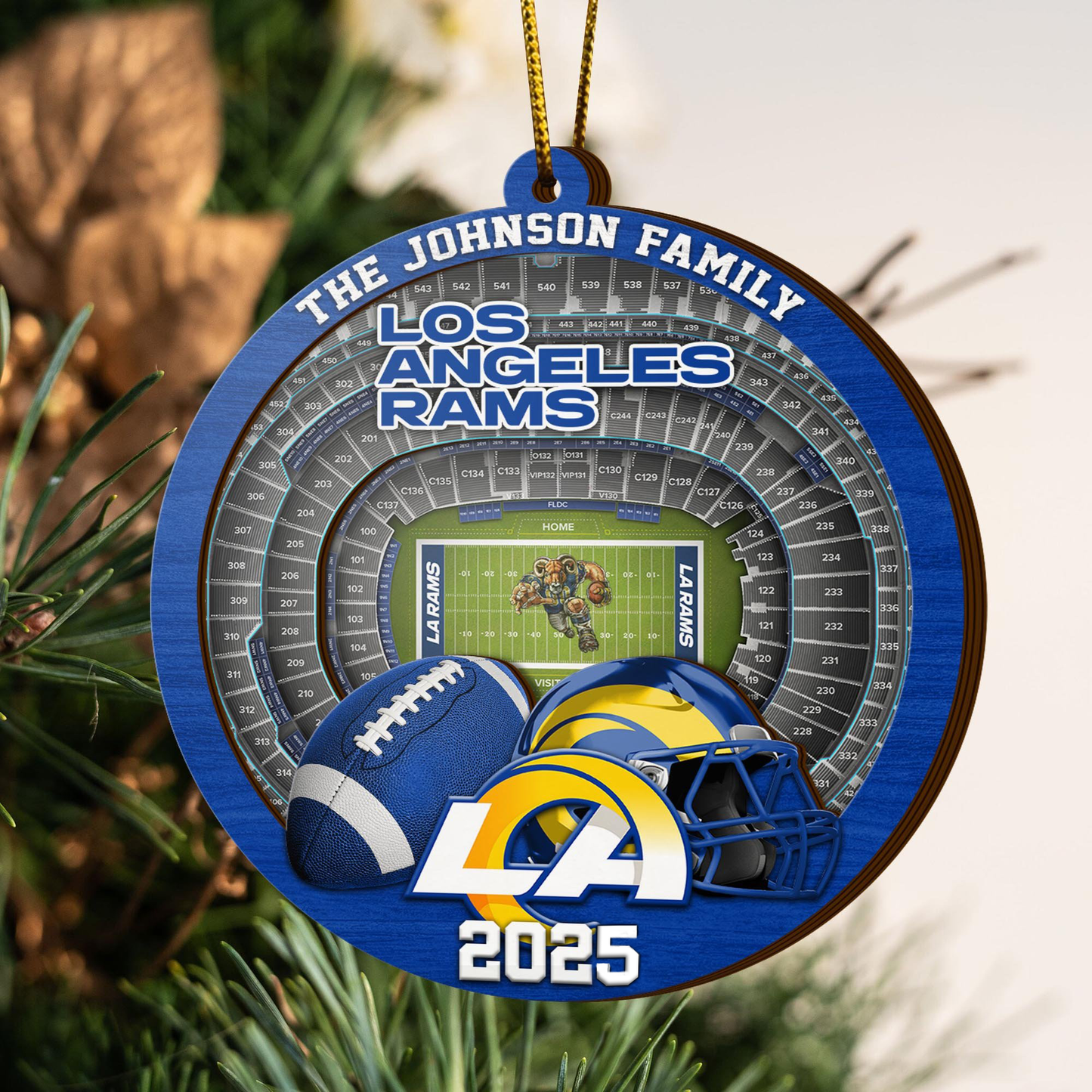 LIMITED EDITION - NEW CUSTOMIZED NFL22 LAR LOS ANGELES RAMS ORNAMENT