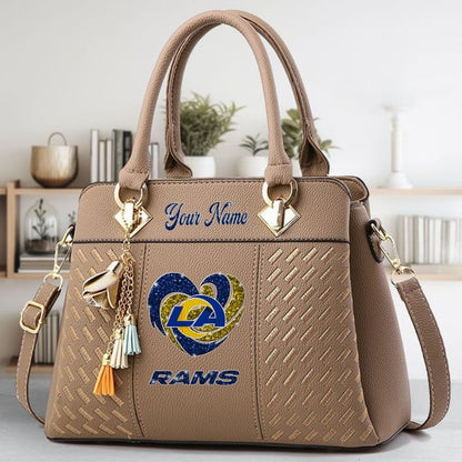 LIMITED EDITION - NEW CUSTOMIZED NFL22 LAR LOS ANGELES RAMS ZIP HANDBAG MULTICOLOR