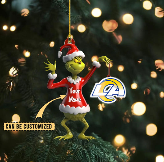 LIMITED EDITION - NEW CUSTOMIZED NFL22 LAR LOS ANGELES RAMS THE GRINCH ACRYLIC ORNAMENT
