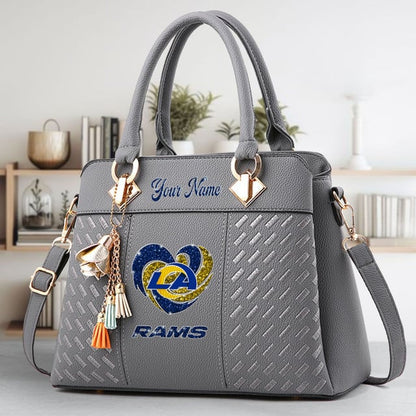 LIMITED EDITION - NEW CUSTOMIZED NFL22 LAR LOS ANGELES RAMS ZIP HANDBAG MULTICOLOR