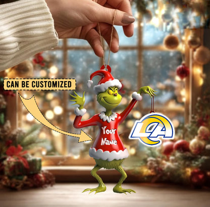 LIMITED EDITION - NEW CUSTOMIZED NFL22 LAR LOS ANGELES RAMS THE GRINCH ACRYLIC ORNAMENT