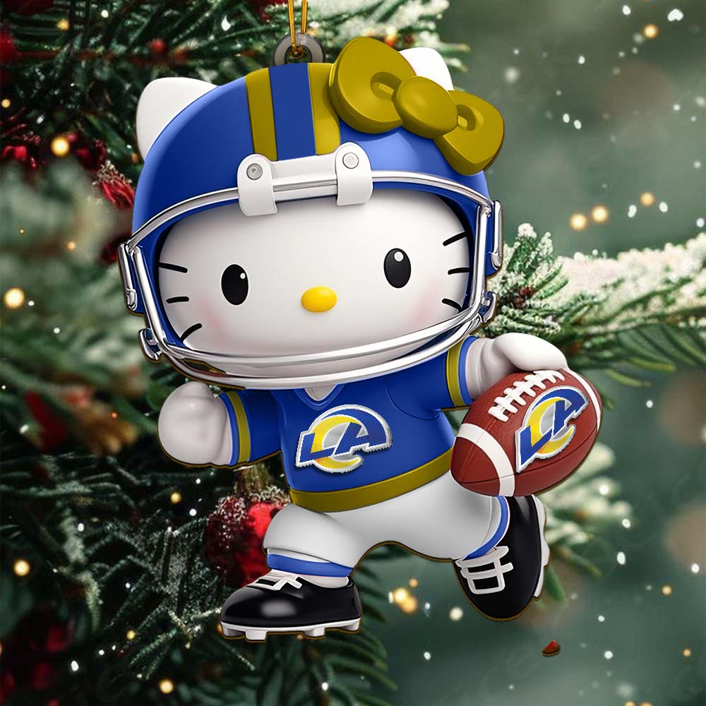 LIMITED EDITION - NEW CUSTOMIZED NFL22 LAR LOS ANGELES RAMS HELLO KITTY ACRYLIC ORNAMENT