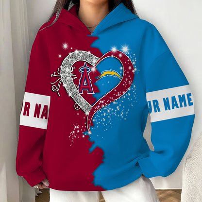 LIMITED EDITION - NEW CUSTOMIZED NFL09 LAC LOS ANGELES CHARGERS x MLB27 LAA LOS ANGELES ANGELS UNISEX T-SHIRT, POLO, HOODIE & JACKETS