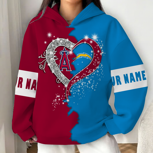 LIMITED EDITION - NEW CUSTOMIZED NFL09 LAC LOS ANGELES CHARGERS x MLB27 LAA LOS ANGELES ANGELS UNISEX T-SHIRT, POLO, HOODIE & JACKETS