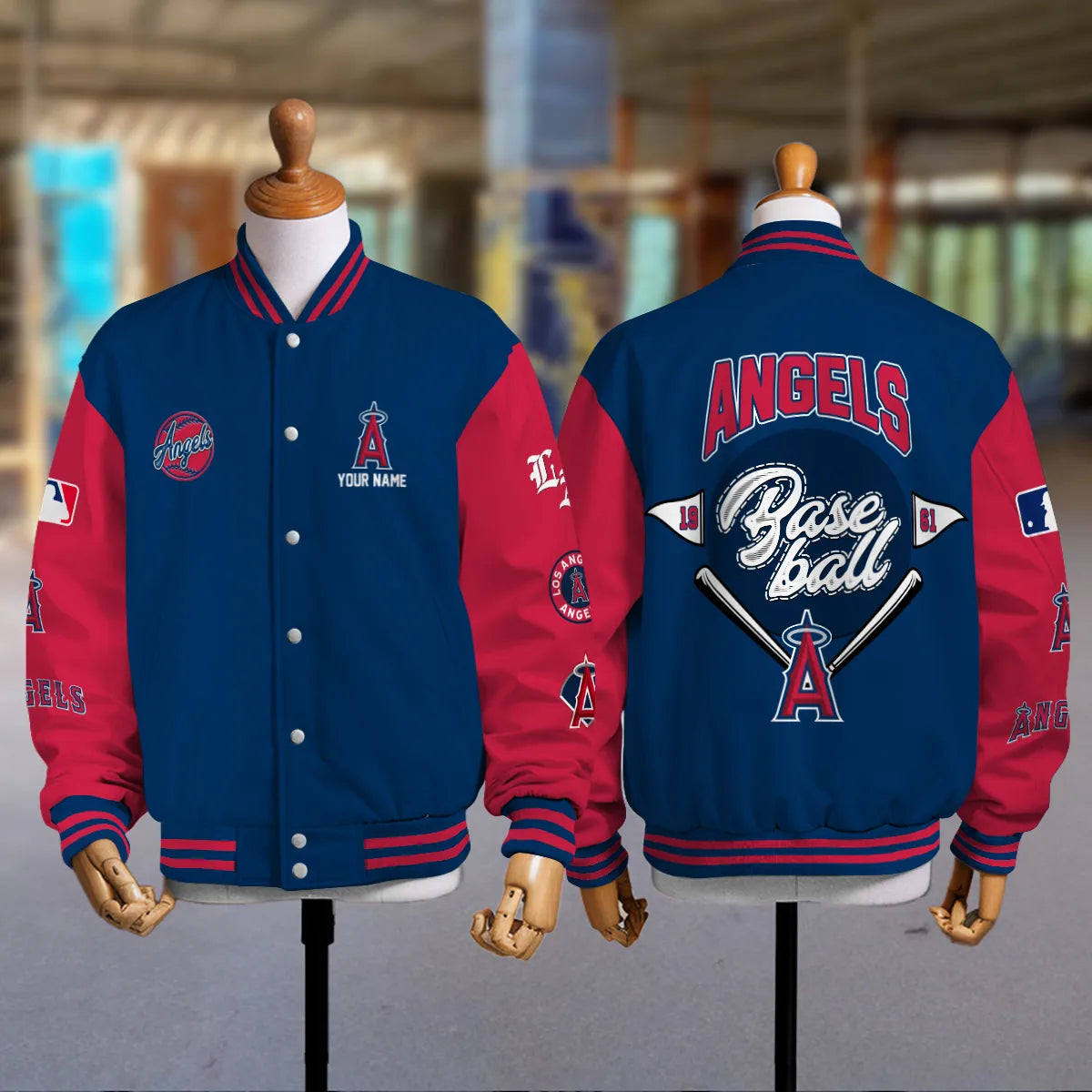 LIMITED EDITION - NEW PREMIUM MLB27 LAA LOS ANGELES ANGELS SATIN VARSITY JACKET