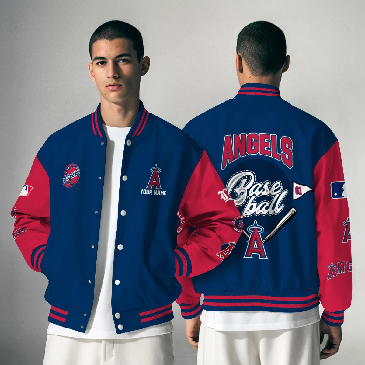 LIMITED EDITION - NEW PREMIUM MLB27 LAA LOS ANGELES ANGELS SATIN VARSITY JACKET