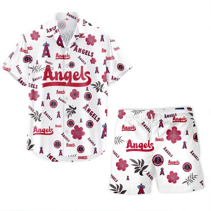 LIMITED EDITION - NEW CUSTOMIZED MLB27 LAA LOS ANGELES ANGELS UNISEX HAWAIIAN SHIRT & SHORTS SET