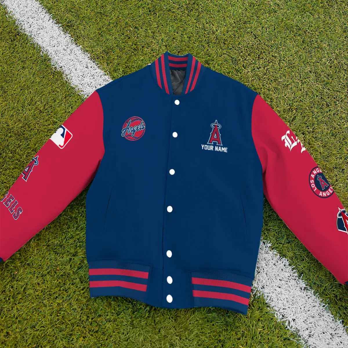 LIMITED EDITION - NEW PREMIUM MLB27 LAA LOS ANGELES ANGELS SATIN VARSITY JACKET