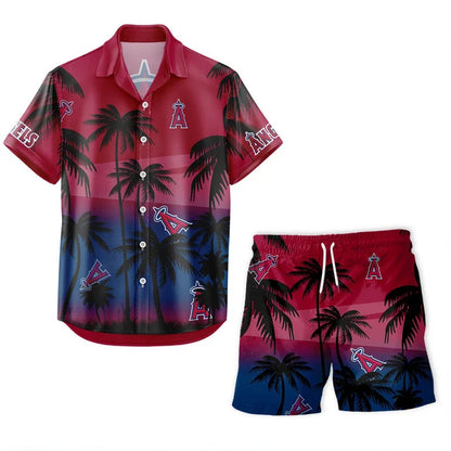 LIMITED EDITION - NEW CUSTOMIZED MLB27 LAA LOS ANGELES ANGELS UNISEX HAWAIIAN SHIRT & SHORTS SET