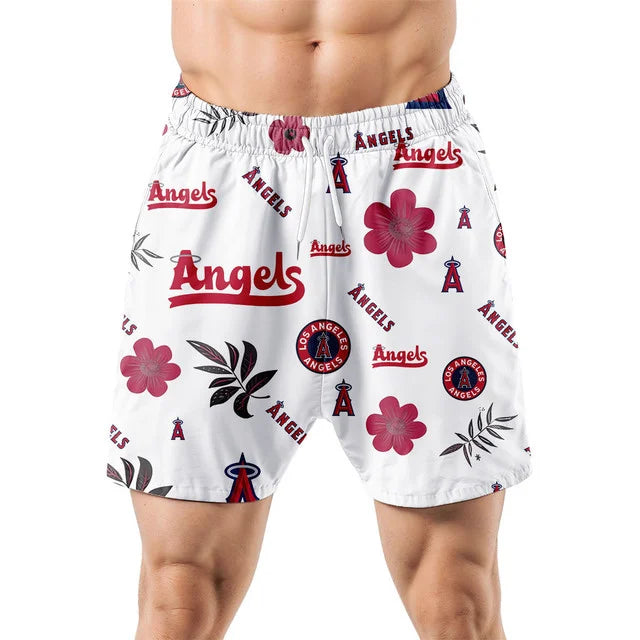 LIMITED EDITION - NEW CUSTOMIZED MLB27 LAA LOS ANGELES ANGELS UNISEX HAWAIIAN SHIRT & SHORTS SET