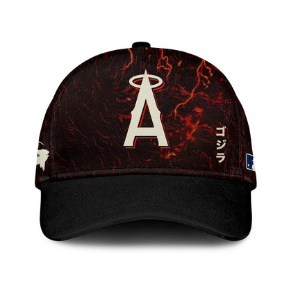 LIMITED EDITION - NEW CUSTOMIZED MLB27 LAA LOS ANGELES ANGELS x GODZILLA BASEBALL JERSEY & CAP