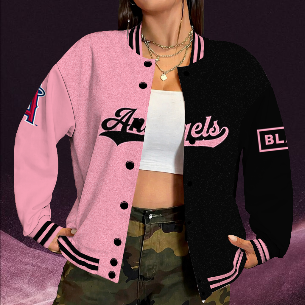 LIMITED EDITION - NEW CUSTOMIZED MLB27 LAA LOS ANGELES ANGELS SATIN VARSITY & BASEBALL JACKET