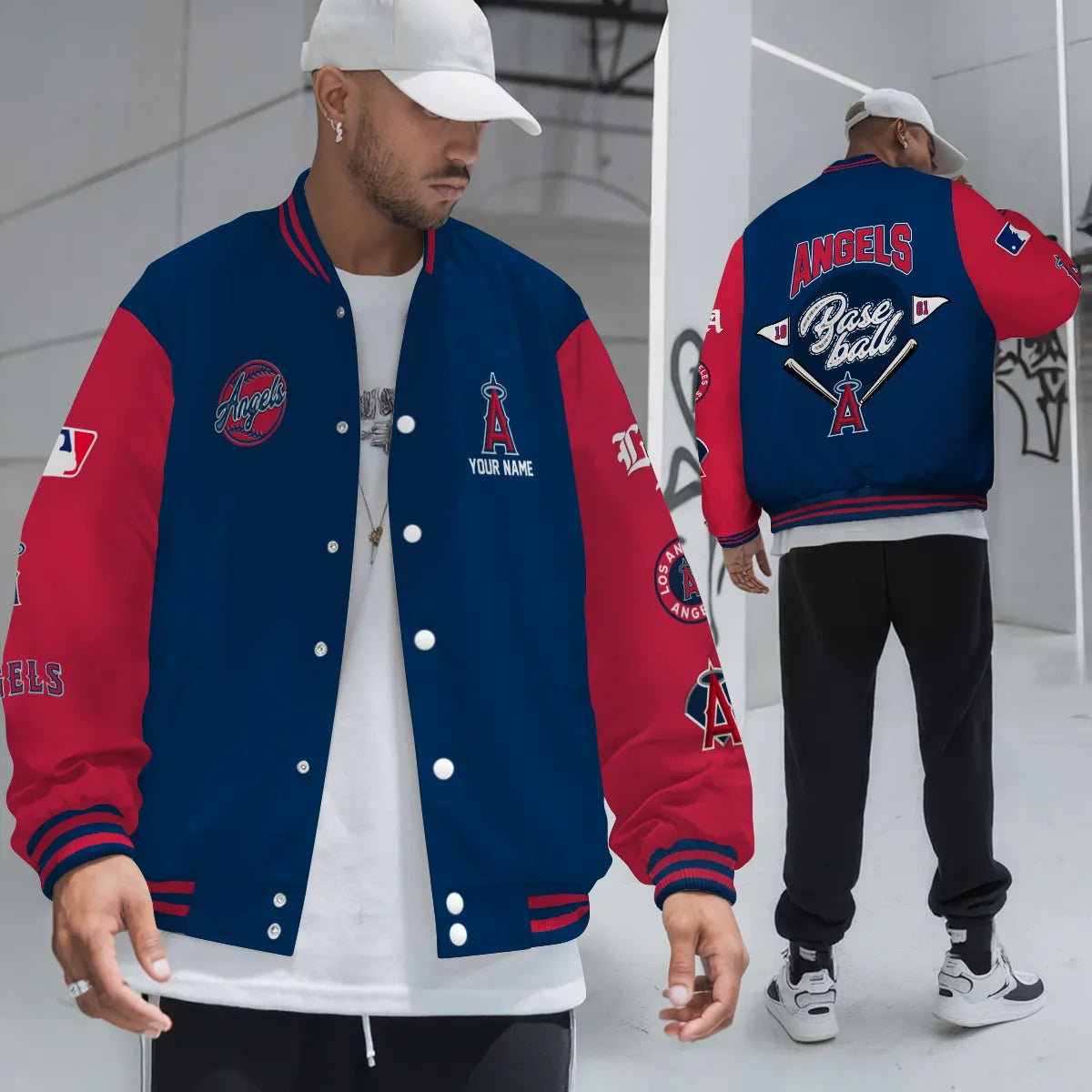 LIMITED EDITION - NEW PREMIUM MLB27 LAA LOS ANGELES ANGELS SATIN VARSITY JACKET