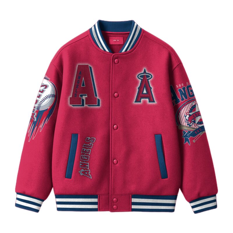 LIMITED EDITION - NEW CUSTOMIZED MLB27 LA ANGELS SATIN VARSITY & BASEBALL JACKET