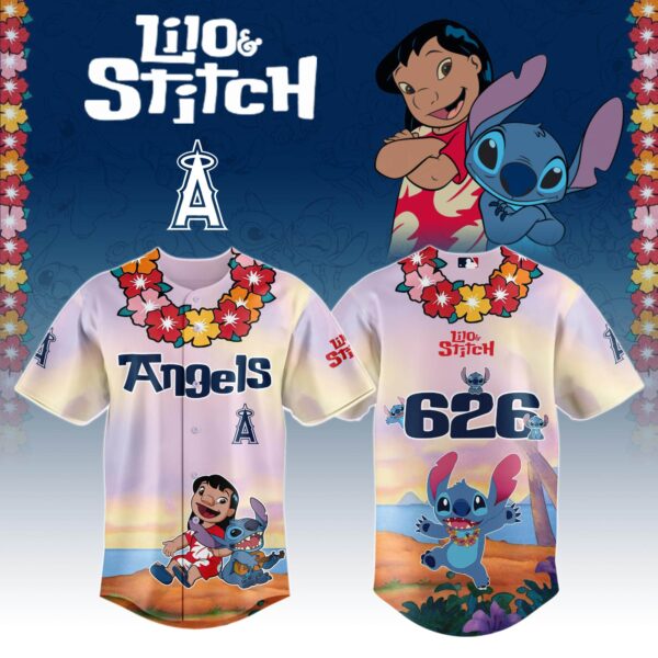 LIMITED EDITION - NEW CUSTOMIZED MLB27 LA ANGELS x LILO & STITCH BASEBALL JERSEY