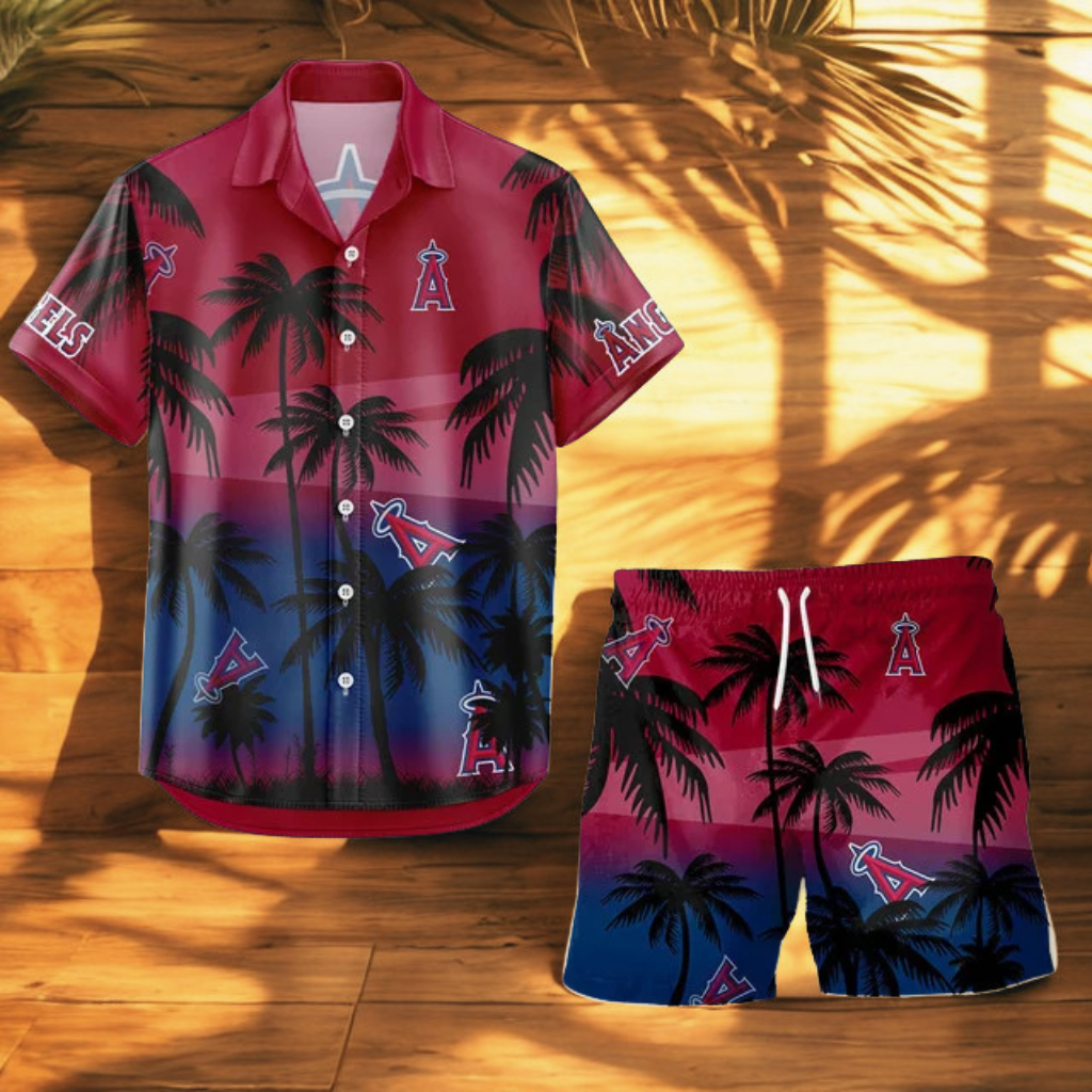 LIMITED EDITION - NEW CUSTOMIZED MLB27 LAA LOS ANGELES ANGELS UNISEX HAWAIIAN SHIRT & SHORTS SET