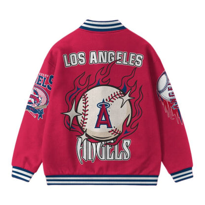 LIMITED EDITION - NEW CUSTOMIZED MLB27 LA ANGELS SATIN VARSITY & BASEBALL JACKET
