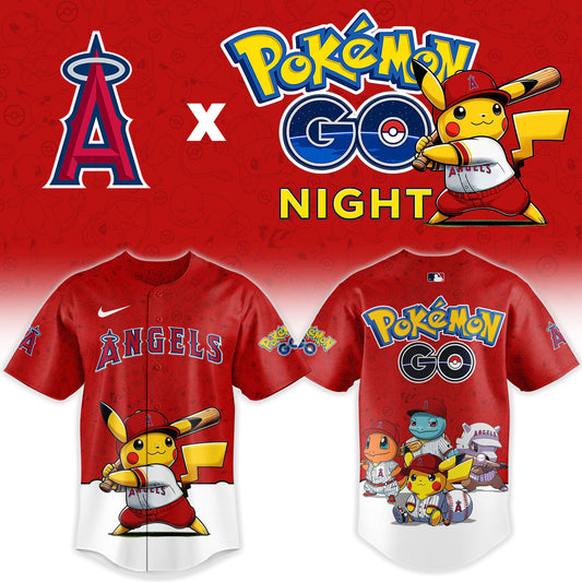 LIMITED EDITION - NEW CUSTOMIZED MLB27 LAA LOS ANGELES ANGELS x POKEMON BASEBALL JERSEY & CAP