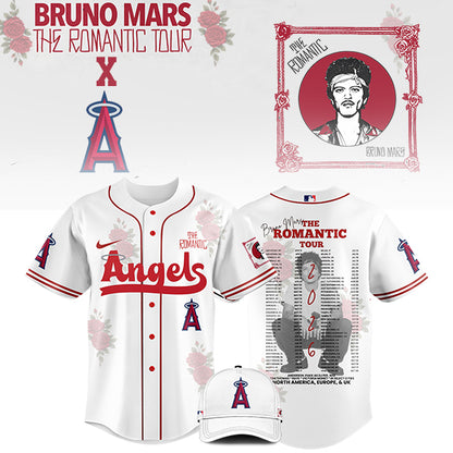 LIMITED EDITION - NEW CUSTOMIZED MLB27 LA ANGELS x BRUNO MARS BASEBALL JERSEY & CAP