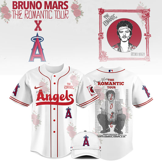 LIMITED EDITION - NEW CUSTOMIZED MLB27 LA ANGELS x BRUNO MARS BASEBALL JERSEY & CAP