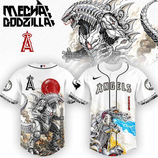 LIMITED EDITION - NEW CUSTOMIZED MLB27 LA ANGELS x GODZILLA BASEBALL JERSEY