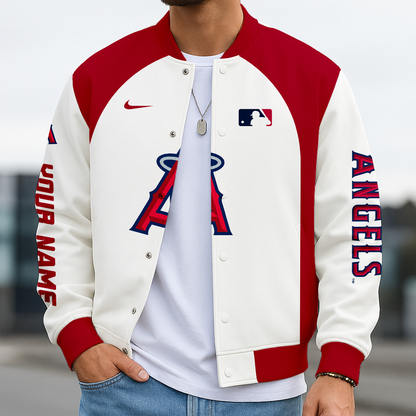LIMITED EDITION - NEW CUSTOMIZED MLB27 LAA LOS ANGELES ANGELS  BASEBALL JACKET, SATIN VARSITY JACKET