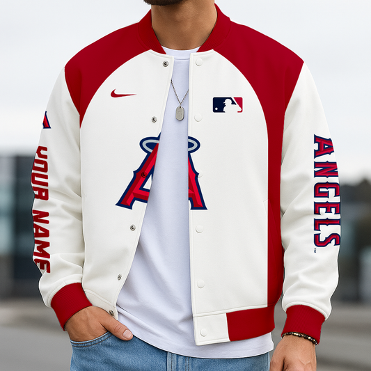 LIMITED EDITION - NEW CUSTOMIZED MLB27 LAA LOS ANGELES ANGELS  BASEBALL JACKET, SATIN VARSITY JACKET