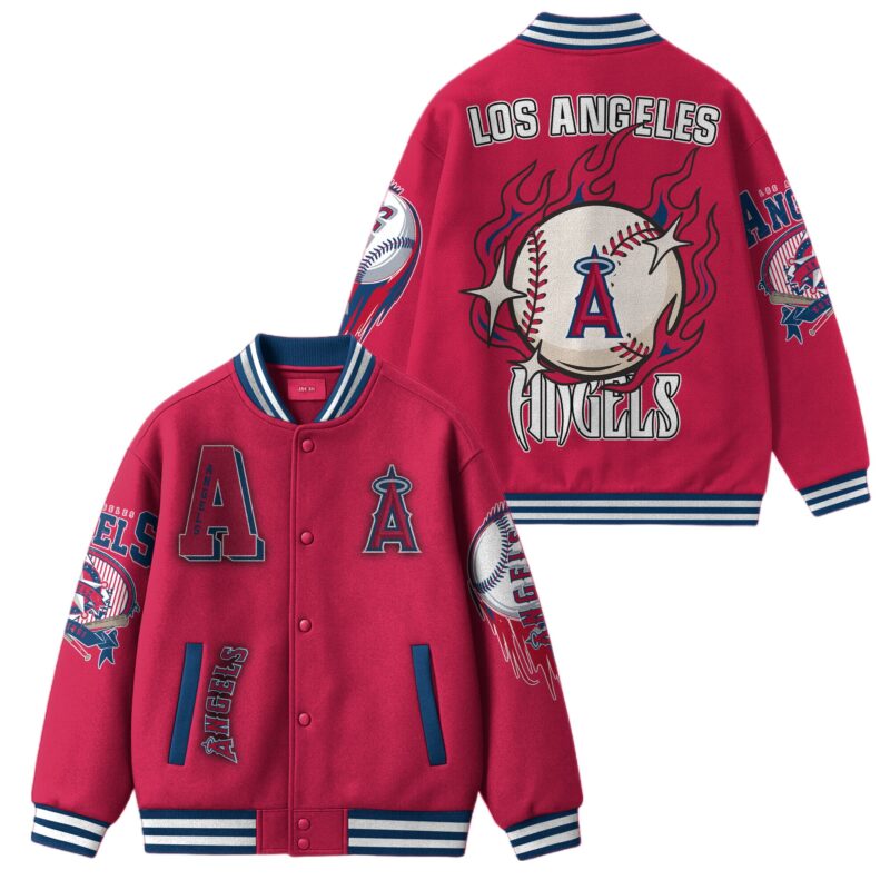LIMITED EDITION - NEW CUSTOMIZED MLB27 LA ANGELS SATIN VARSITY & BASEBALL JACKET
