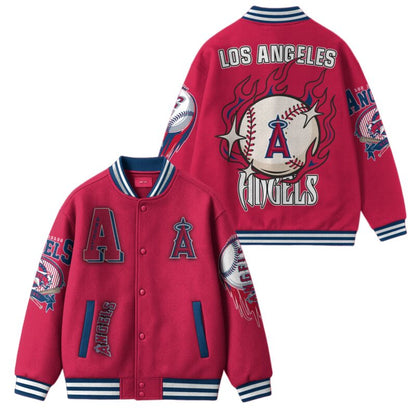 LIMITED EDITION - NEW CUSTOMIZED MLB27 LA ANGELS SATIN VARSITY & BASEBALL JACKET