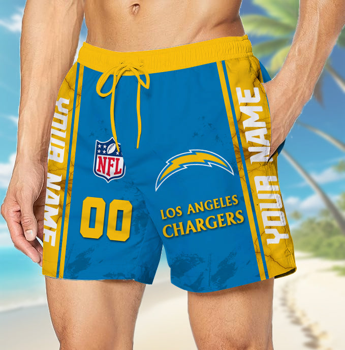 LIMITED EDITION - NEW CUSTOMIZED NFL09 LAC LOS ANGELES CHARGERS UNISEX SHORT PANTS