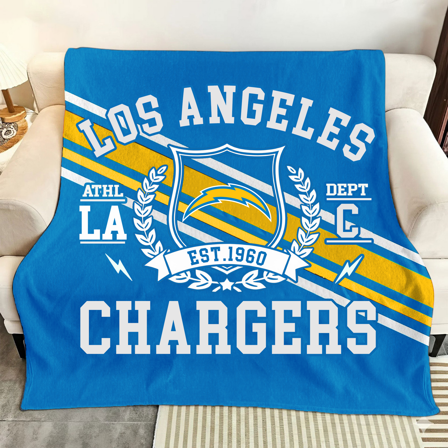 LIMITED EDITION - NEW CUSTOMIZED NFL09 LAC LOS ANGELES CHARGERS NORMAL & FLEECE BLANKET