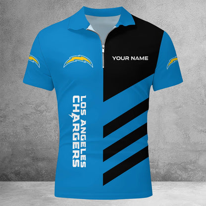 LIMITED EDITION - NEW CUSTOMIZED NFL09 LAC LOS ANGELES CHARGERS ZIP POLO SHIRT